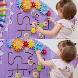 VIGA Drewniana Tablica Sensoryczna-Manipulacyjna EDU Triceratops