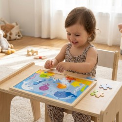 Viga Zestaw Puzzle drewniane 12 układanek po 24 el. na stojaku