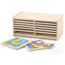 VIGA Puzzle drewniane 12 plansz po 4 puzzle w stojaku