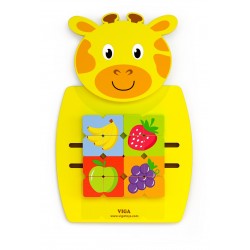 VIGA Drewniana Tablica Manipulacyjna Żyrafka Certyfikat FSC Montessori