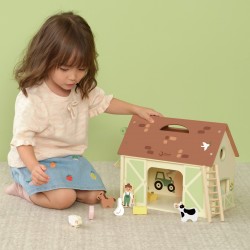 CLASSIC WORLD Drewniany Domek Farma Vintage Zestaw Figurek 17 el.