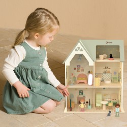CLASSIC WORLD Wielki Drewniany Domek Przytulny Zakątek dla Lalek z Mebelkami 31el.