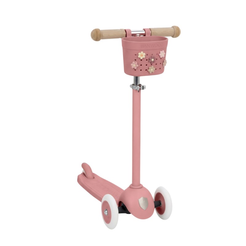 Banwood Hulajnoga ECO z koszykiem Pin & Ride Raspberry