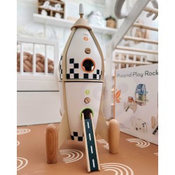 CLASSIC WORLD Drewniana Rakieta Domek dla Dzieci + Figurki 51el.