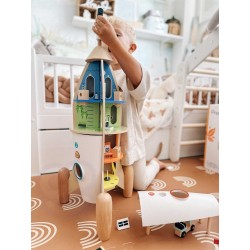 CLASSIC WORLD Drewniana Rakieta Domek dla Dzieci + Figurki 51el.