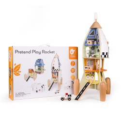 CLASSIC WORLD Drewniana Rakieta Domek dla Dzieci + Figurki 51el.