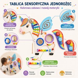 VIGA Drewniana Tablica Sensoryczna Manipulacyjna Jednorożec Certyfikat FSC Montessori