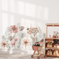 Naklejka na ścianę Polne Kwiaty do pokoju dziecka – Styl Boho