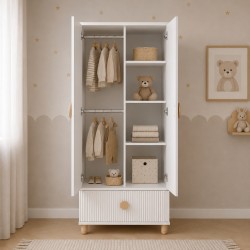Szafa dwudrzwiowa LOFT biała z szufladą