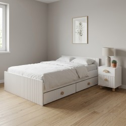 Szafka nocna LOFT biała 57 cm z dwiema szufladami
