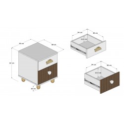 Szafka nocna LOFT biała 57 cm z dwiema szufladami