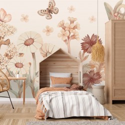 Tapeta dla dzieci kwiaty boho – duże