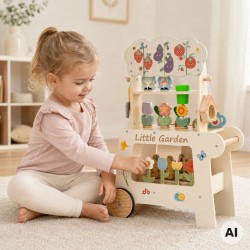 TOOKY TOY Wózek Ogrodowy Sklepik Drewniany Montessori 57el