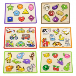 VIGA Drewniane Puzzle z Uchwytami i Półką 7 el.
