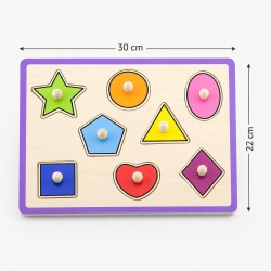 VIGA Drewniane Puzzle z Uchwytami i Półką 7 el.