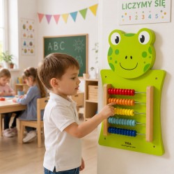 VIGA Drewniana Tablica Manipulacyjna Liczydło Żabka Certyfikat FSC Montessori