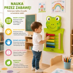VIGA Drewniana Tablica Manipulacyjna Liczydło Żabka Certyfikat FSC Montessori