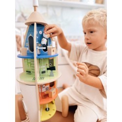 CLASSIC WORLD Drewniana Rakieta Domek dla Dzieci + Figurki 51el.