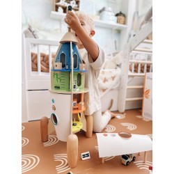 CLASSIC WORLD Drewniana Rakieta Domek dla Dzieci + Figurki 51el.