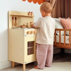 TOOKY TOY Drewniana Beżowa Kuchnia z Akcesoriami