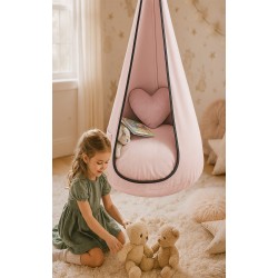 Huśtawka Kokon dla Dzieci Różowa VELVET – Fotel Wiszący