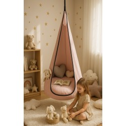 Huśtawka Kokon dla Dzieci Różowa VELVET – Fotel Wiszący