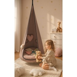 Huśtawka Kokon dla Dzieci latte VELVET – Fotel Wiszący