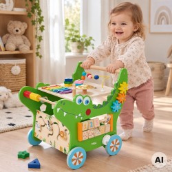 VIGA Drewniany Pchacz Edukacyjny Krokodylek 12w1