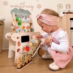TOOKY TOY Wózek Ogrodowy Sklepik Drewniany Montessori 57el