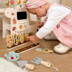 TOOKY TOY Wózek Ogrodowy Sklepik Drewniany Montessori 57el