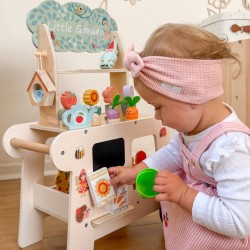 TOOKY TOY Wózek Ogrodowy Sklepik Drewniany Montessori 57el