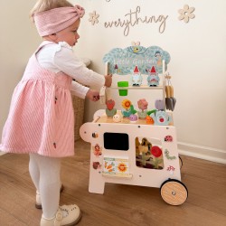 TOOKY TOY Wózek Ogrodowy Sklepik Drewniany Montessori 57el