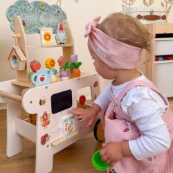 TOOKY TOY Wózek Ogrodowy Sklepik Drewniany Montessori 57el