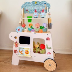 TOOKY TOY Wózek Ogrodowy Sklepik Drewniany Montessori 57el