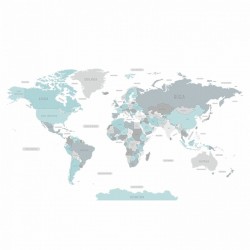 Mapa Świata Niebieska DK346 - Naklejki na ścianę