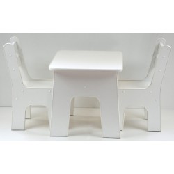 Otwierany stolik i krzesełka z szufladą Biały
