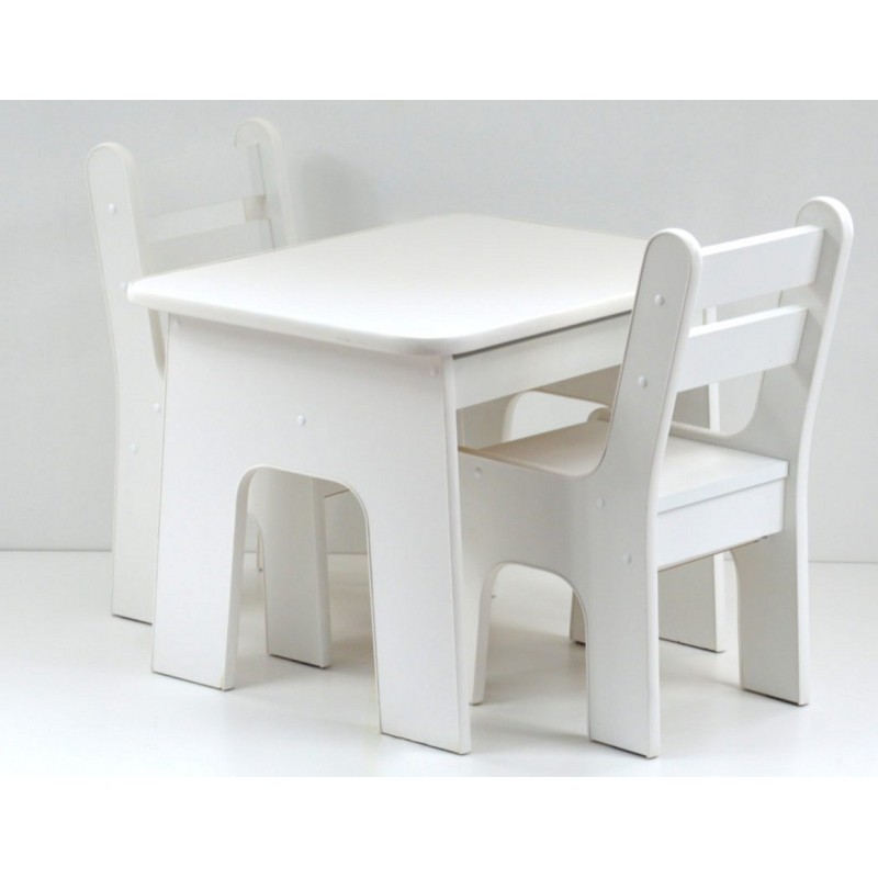 Otwierany stolik i krzesełka z szufladą Biały