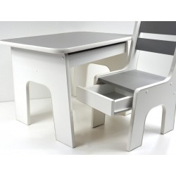 Otwierany stolik i krzesełka z szufladą Grafit