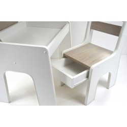 Otwierany stolik i krzesełka z szufladą Jasny Dąb