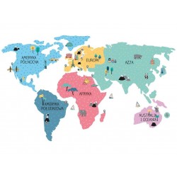 Naklejka Mapa Świata Kolorowa