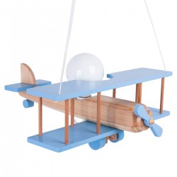 Lampa wisząca Samolot duży niebieski-drewno