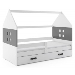 Łóżko Domek Białe-Grafit 160x80 Domi