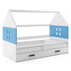 Łóżko Domek Białe-Niebieskie 160x80 Domi