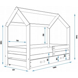 Łóżko Domek sosna z szufladą 160x80