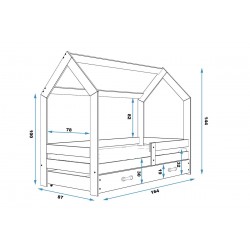 Łóżko Domek czekoladka z szufladą 160x80