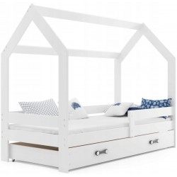Łóżko Domek z materacem i szufladą 160x80 Białe