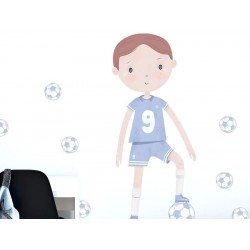 Naklejka na ścianę dla chłopca - Piłkarz niebieski