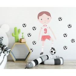 Naklejka na ścianę dla chłopca - Piłkarz czerwony