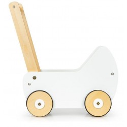 Drewniany wózek dla lalek - Pchacz - biały