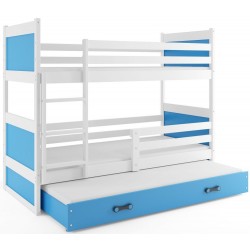Łóżko piętrowe 3 osobowe Rico 200x90 z materacami Białe